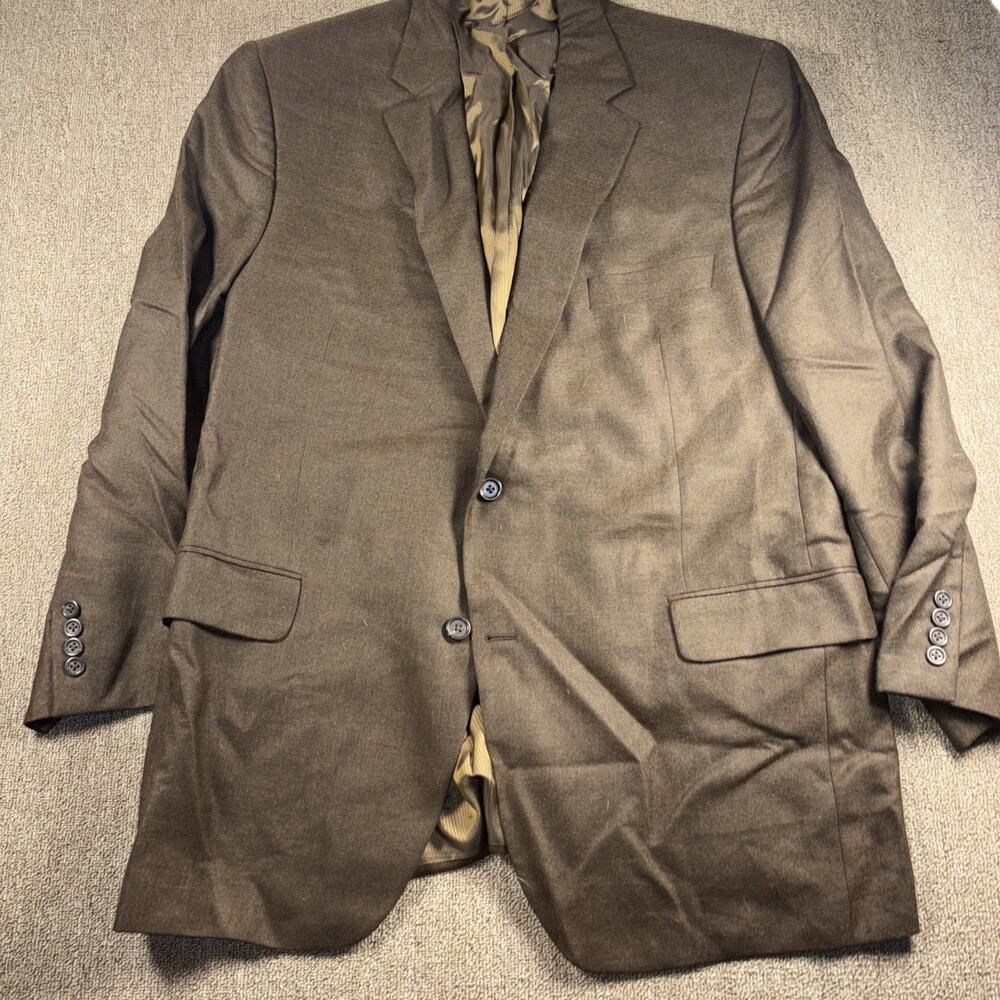 Vintage Manzoni Two Button Cashmere Blazer Made In Canada Brown 46R